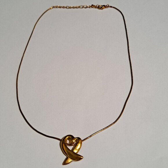Jewelry - Gold tone awareness ribbon necklace